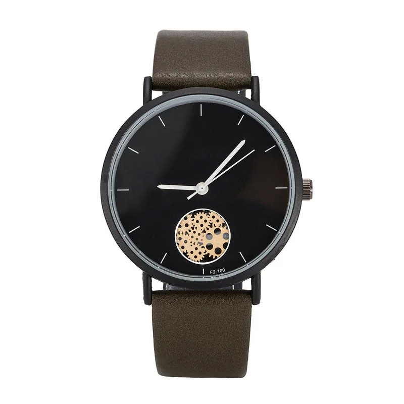 

Brand men's and women's watches Luxury pinion simple fashion mechanical pattern dial Leisure wild imported PU leather strap