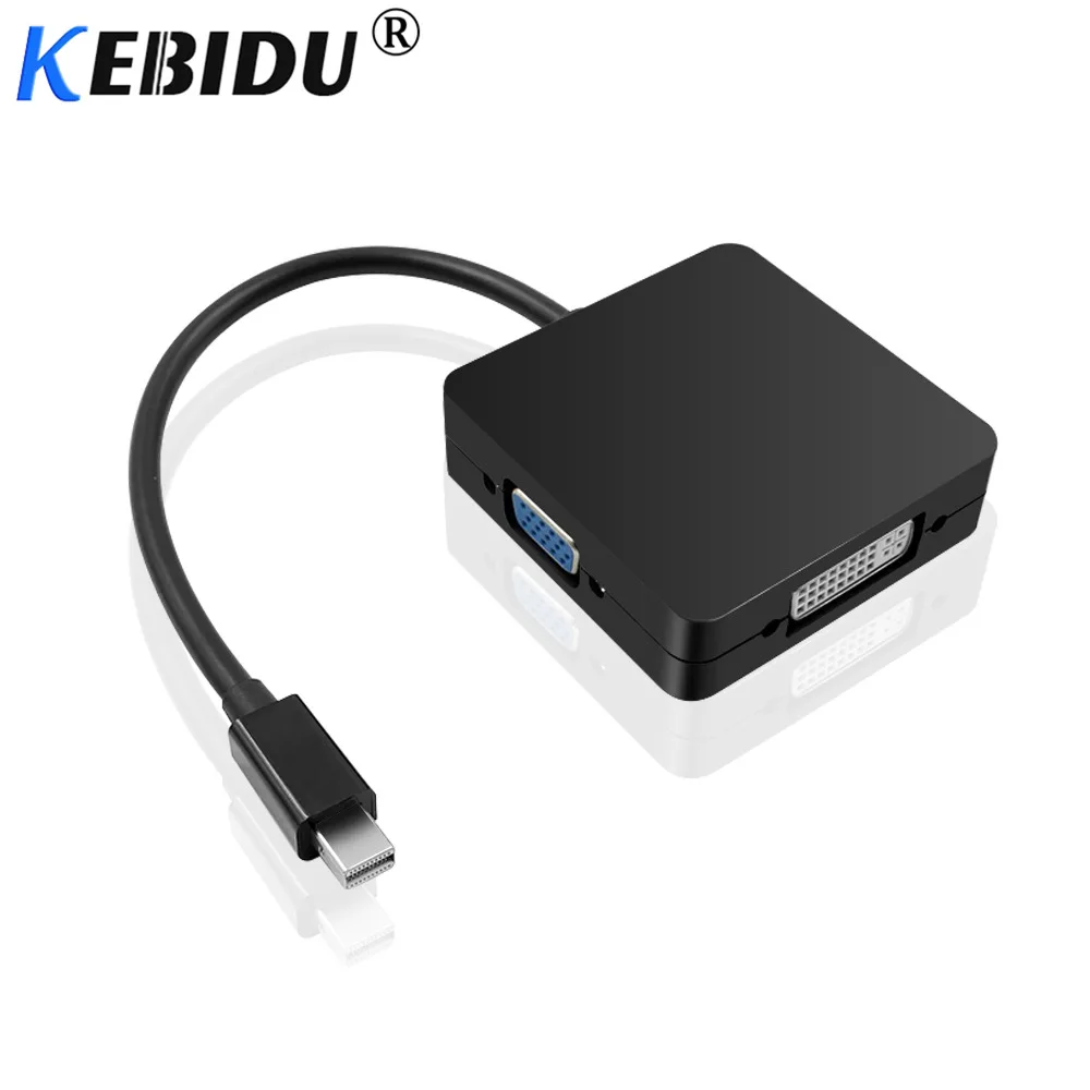 

Kebidu 3 in 1 Mini Displayport DP Cable Thunderbolt to DVI VGA HDMI Converter Adapter for iMac Mac Mini Pro Air Book Monitor TV