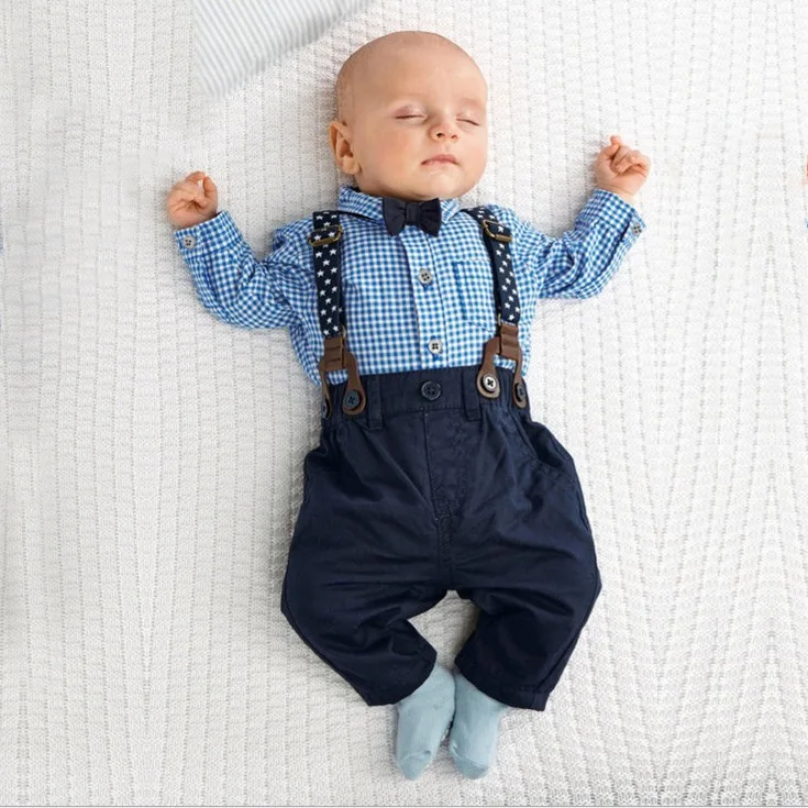 New Born Baby Boy Clothes Bow Tie Baby Girls Clothing Gentleman Infant