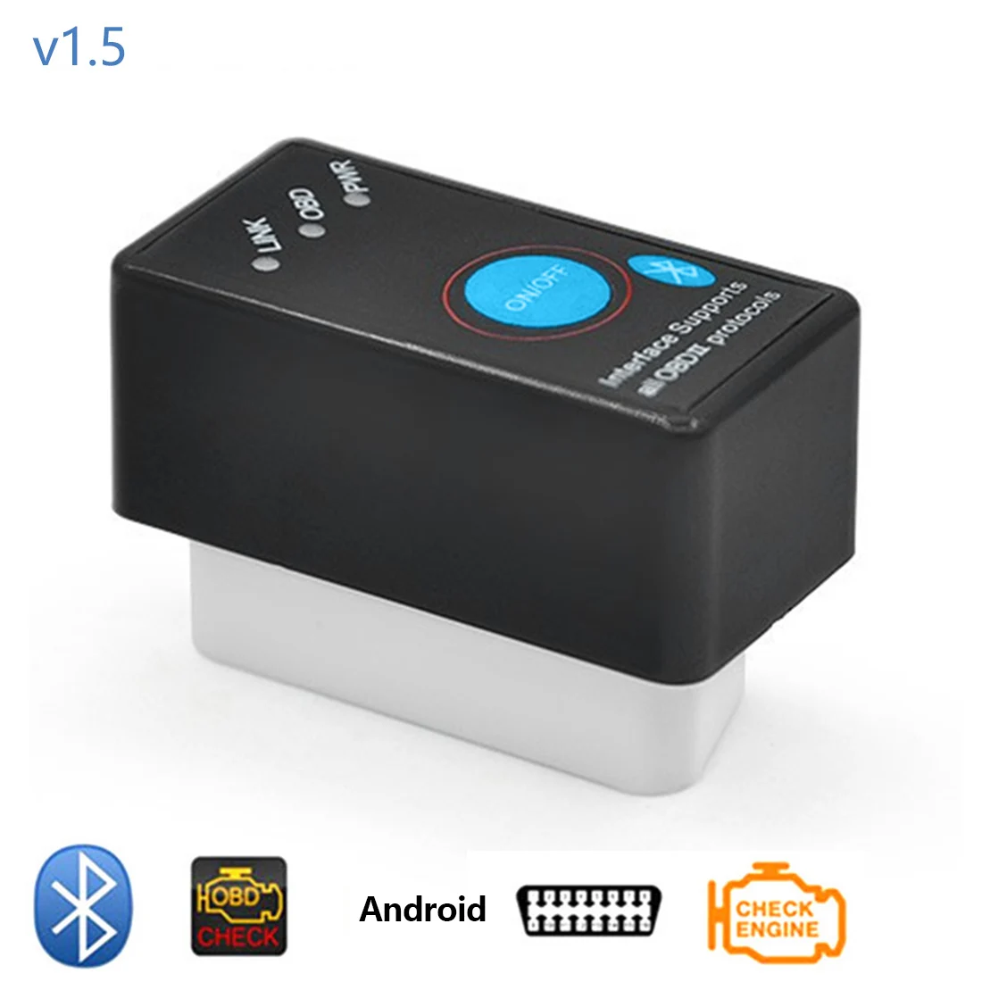  Dewtreetali Mini OBD2 Eml327 V1.5 Bluetooth Power Switch 16Pin 12V OBDII Car Code Reader ELM 327 fo