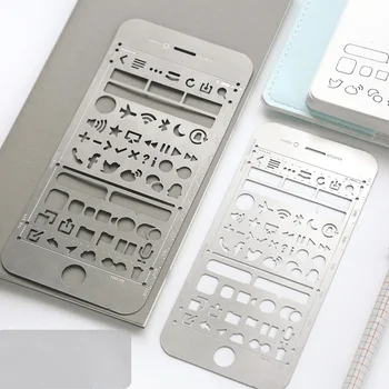 

1X Useful Phone Design Hollow Metal Drawing Picture Graffiti Template Ruler Study Stationery School Office Supply