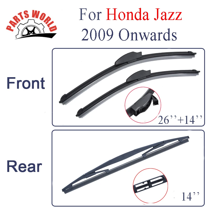 Combo Natural Rubber Front And Rear Wiper Blades For Honda Jazz 2009 Onwards,Windscreen Wipers