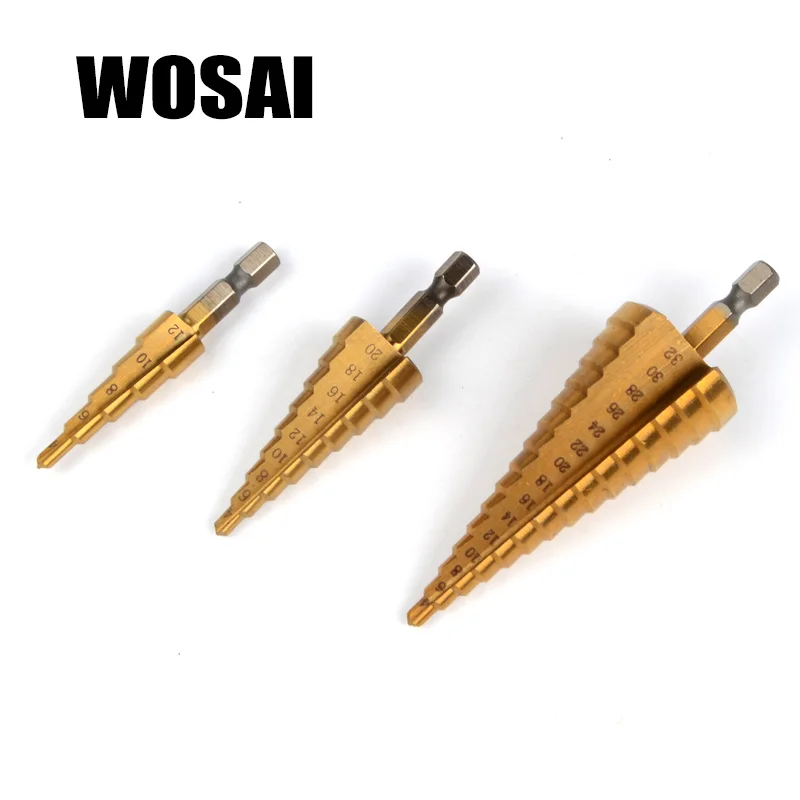 WOSAI 3-osaline meetriline spiraalflööt-samm HSS Steel 4241 - Puur - Foto 2