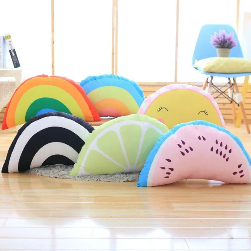 Soft Half Round Series Plush Pillow Stuffed Rainbow Smiley ...