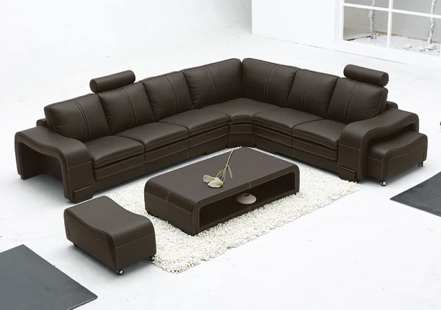 Black Leather Contemporary L Shaped Sofa Sectional W High Back L ...