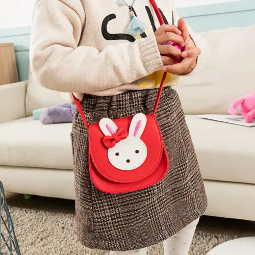 Новая детская мини-сумка-мессенджер с мультяшным кроликом для маленьких девочек из искусственной кожи, сумочка для монет, сумки через плечо, аксессуары - Цвет: D