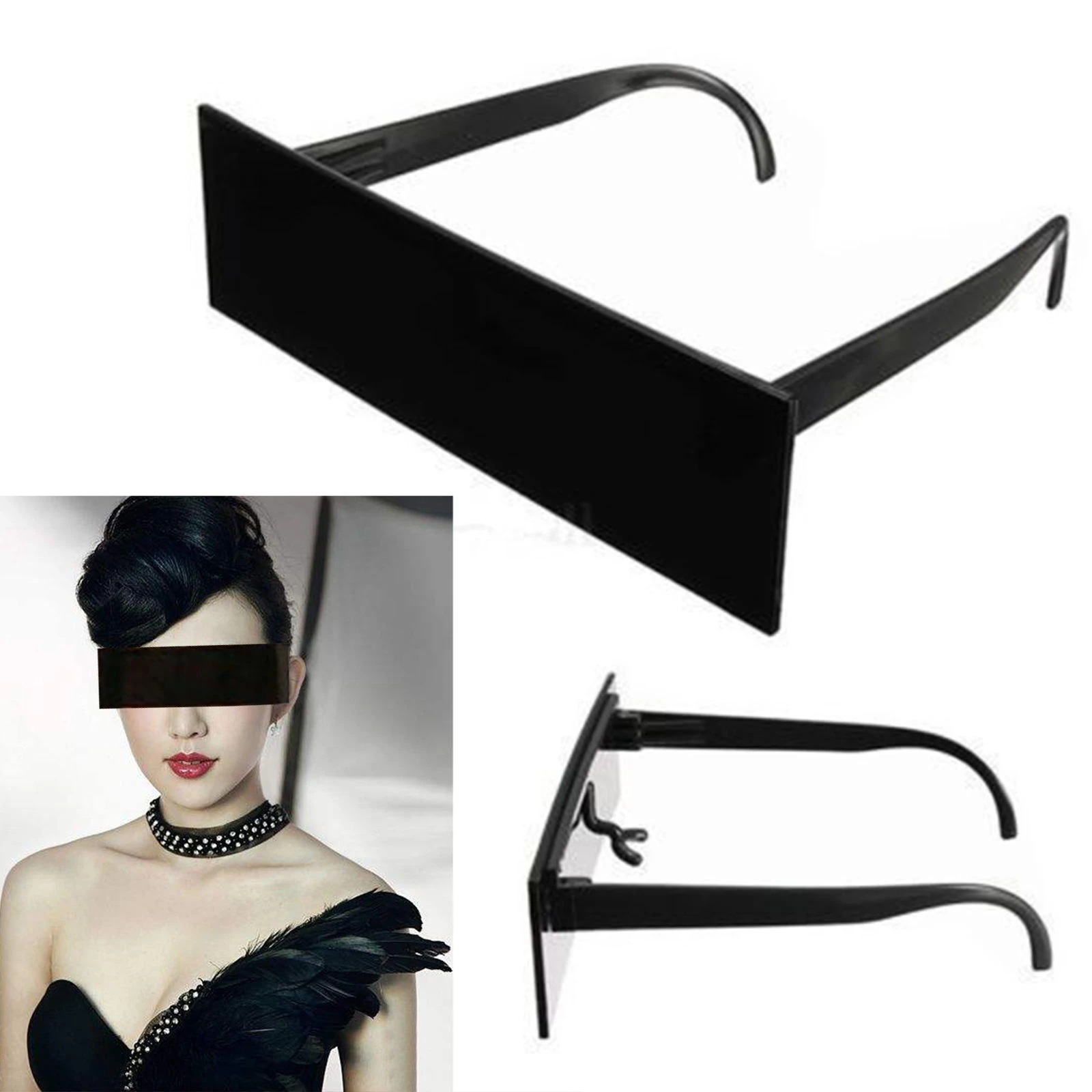 One-piece Black Bar Sunglasses Internet Censorship Cosplay Costume Xmas Party