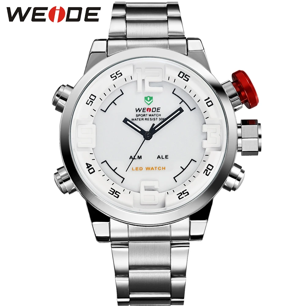 

WEIDE men sports Watch Dual Time display male clock quartz Analog Digital Multi-function LED military watches Relogio Masculino