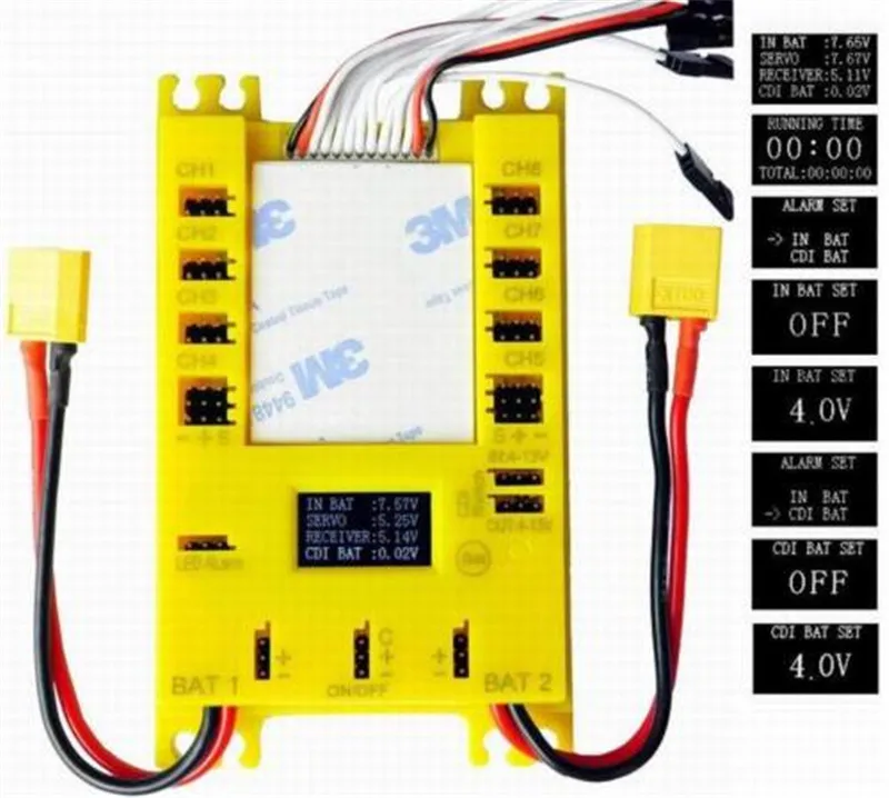 Mini Power DP UBEC Pro Servo Section Board With Wire Switch Dual Power 9 Channels input 16 servo output