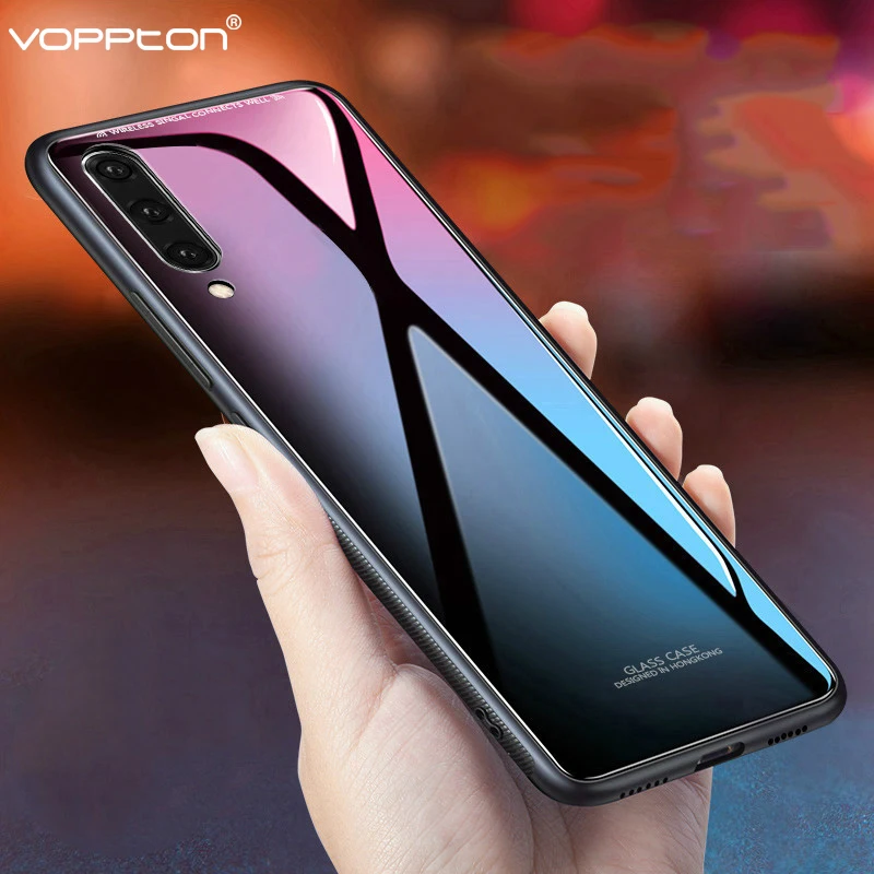 Чехол из закаленного стекла для samsung Galaxy A30 A50 жесткая стеклянная силиконовая