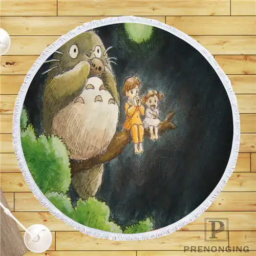 На заказ DIY из микрофибры по индивидуальному заказу ткань my_neighbor_totoro (1) @ круглый пляжный коврик полотенце печатное по запросу 150 см #19-01-28-3-4
