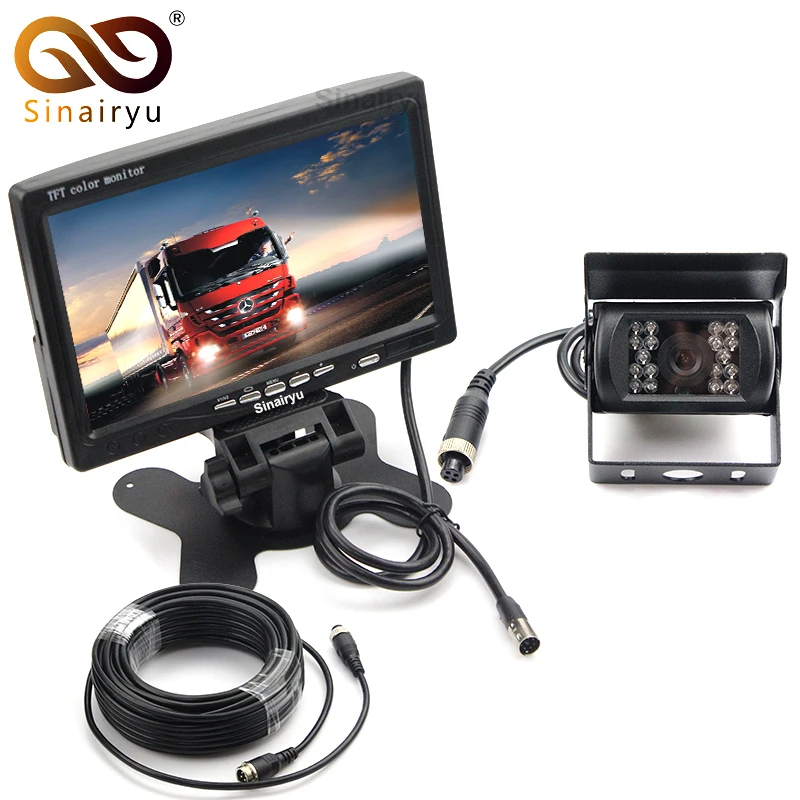 

Sinairyu 12PCS/Lot Bus Truck RV Vehicle IR LED Rearview Backup Reverse Camera+ Remote Control 7" LCD Color TFT Monitor 800*480