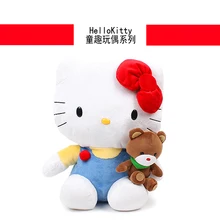 HELLO KITTY doll with her pet bear doll plush toys KT doll birthday gift children present high quality guarantee free shipping