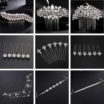 QYY Fashion Crystal Wedding Hair Accessories Hairpins Bridal Hair Jewelry Rhinestone Women Hair Pins Clips Headpieces retro chinese traditional wedding hair jewelry adorn chinese ancient wedding hairpins hair accessories