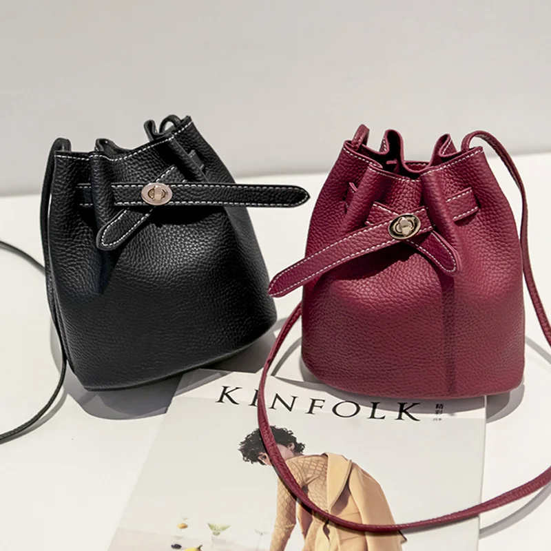 

Women bag with Colorful Strap Bucket Bag Women PU Leather Shoulder Bags Brand Designer Ladies Crossbody messenger Bags
