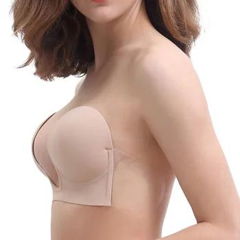 

Sexy Silicone Women Invisible Bra Hot Deep U Self-Adhesive Gel Stick Bras Push-Up Strapless Underwear Backless Seamless Bra