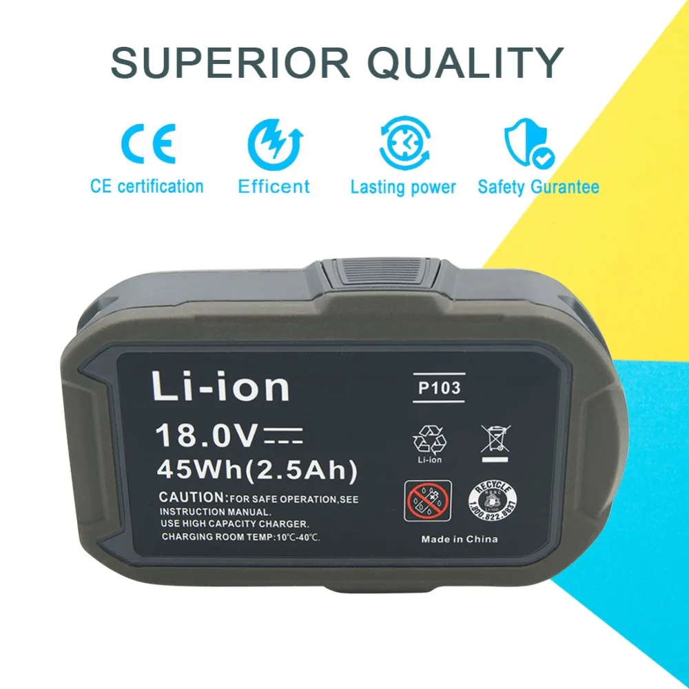 Литий ионная аккумуляторная батарея LERRONX 2 шт. 18 в 5 Ач замена для