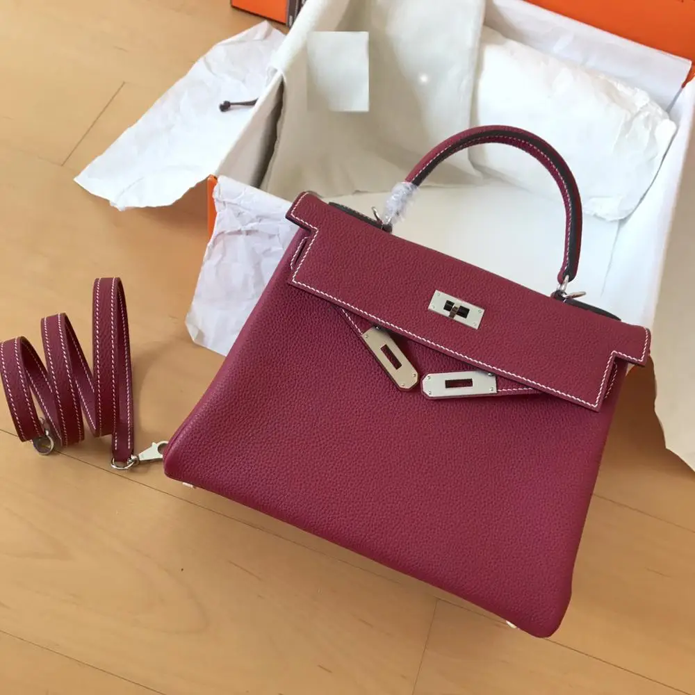 

The highest quality ladies luxury fashion shoulder bag 100% leather brand famous ladies handbags all handmade free shipping 28CM