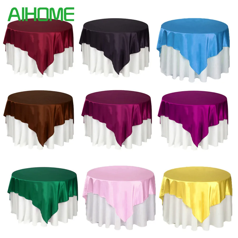 145 سنتيمتر x 145 سنتيمتر فندق سماط الصلبة جولة الساتان مفرش طاولة لعيد الميلاد الزفاف حزب فندق مطعم 10 ألوان