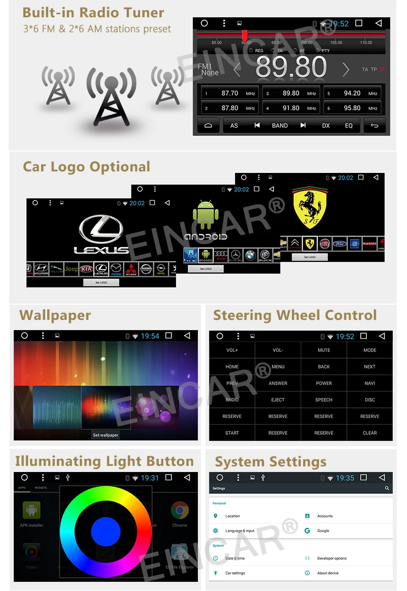 Excellent 6.2" Screen 2G RAM Quad-core Car Stereo Radio Android 6.0 Double Din Head Unit GPS Bluetooth WIFI CAM-IN DVD 1080P Video Player 6