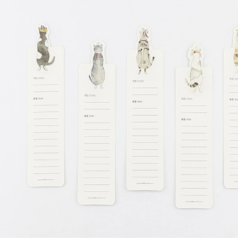 10 упаковок/партия Милая мультяшная Милая кошка пустая бумажная книжная Закладка книги этикетки содержание краткие карты канцелярские товары оптом