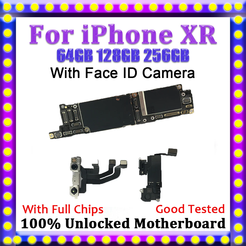 

100% Original Unlocked For iPhone XR Motherboard With Face ID,Replacement Mainboard For iPhone XR 64GB 128GB 256GB Logic Board