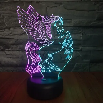 

Flying Horses Table Lamp 3d Childen's Goods Room Decoration Battery-powered Lamp Kids Multicolor Pegasus Led Night Light Decor