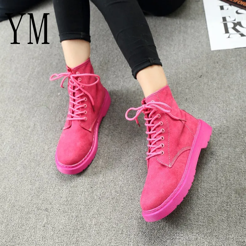 De Más Otoño Botas Femenino Mujeres Negro Nubuck Oncise Rosa Casual Corto Size40 Calzado Red Zapatos Lace Rojo Bajo 018 Botines rose Tacón up Martin PIC8wqWPd
