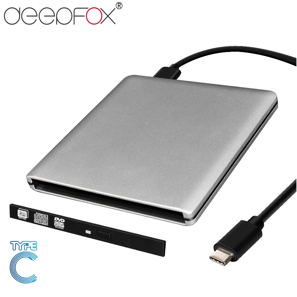  DeepFox ODP95S Case With Type C Cable USB 3.1 External DVD Rom Case to 9.5mm SATA Enclosure for CD 