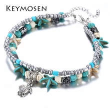 

Fashion Sea Turtles Imitation Pearls Starfish Charms Bracelets Anklets For Women Bohemian Summer Foot Chain Jewelry Gifts
