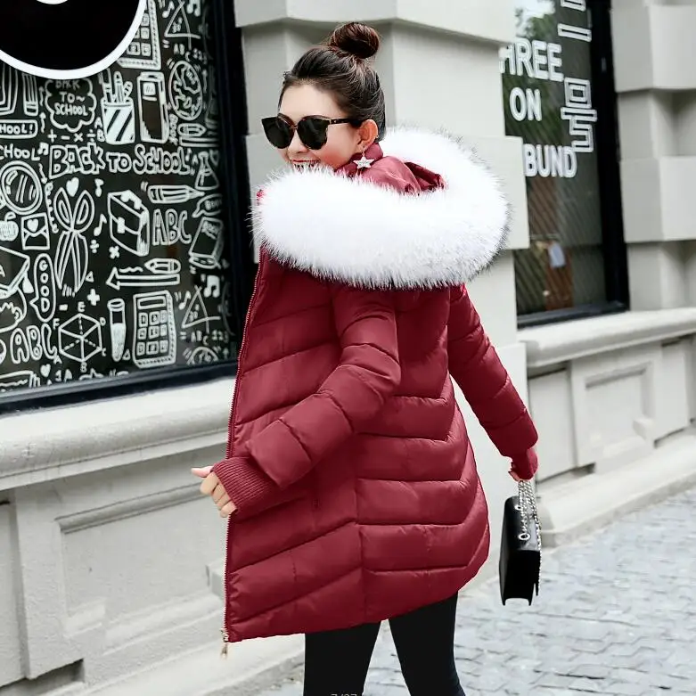 Parkas 2020 New Fashion Long Winter Jacket Women Slim Female Coat Thicken Parka Down Cotton Clothing Red Clothing Hooded Student womens long black puffer coat Coats & Jackets