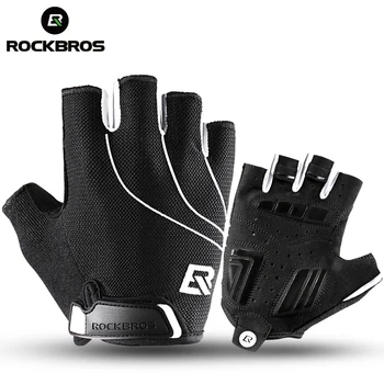

ROCKBROS Running Gloves Cycling Bike Half Finger Shockproof Breathable MTB Bicycle Gloves Men Women Sports Gym Accessories