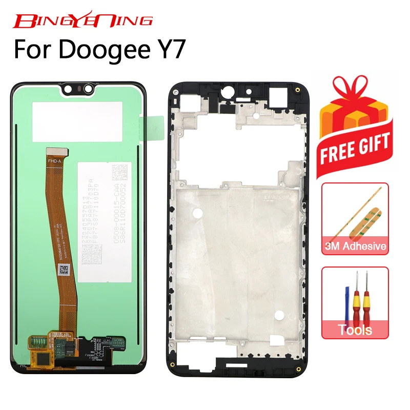 

BingYeNing New Original For Doogee Y7 Touch Screen + LCD Display+Frame Assembly Replacement