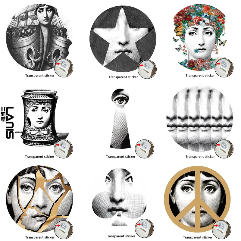 NO.197-220 Designer Fornasetti Wallpaper Transparent Stickers Stickers Wall Stickers For Wall Decoration Living Room 1PCS