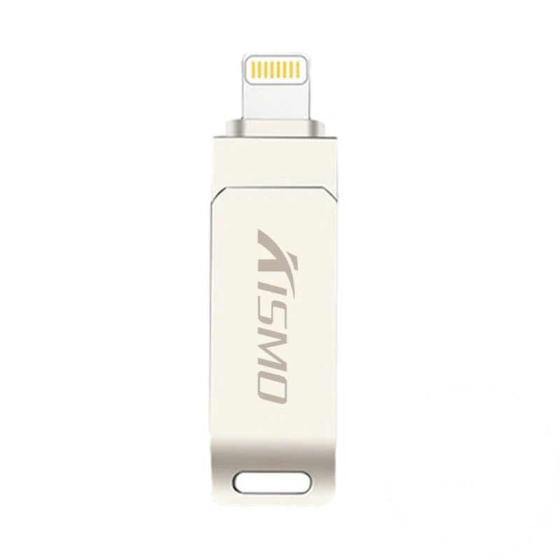 Kismo 2 в 1 USB флеш-накопитель OTG флеш-накопитель 32 Гб 64 Гб 128 ГБ Lightning USB карта памяти для iPhone X 8 7 6 Plus 6S 5S usb-накопитель - Цвет: Silver
