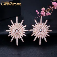 CWWZircons Lovely Micro Paved CZ Stones Rose Gold Color Fashion Brand Ladies Earrings 925 Sterling Silver Women Jewelry CZ228 CWWZircons Lovely Micro Paved CZ Stones Rose Gold Color Fashion Brand Ladies Earrings 925 Sterling Silver Women Jewelry CZ228