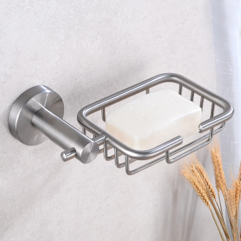 Bthroom Soap Holder Wall Mounted Soap Dish Storage Holder Stainless Steel Soap Dishes Box Tray Corner Cosmetic Shampoo Shelf