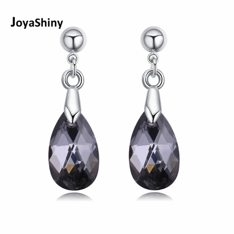 

Joyashiny Crystal Water Drop Earrings Made with Swarovski ELEMENTS Silver Color Hanging Piercing For Women 2018 Valentine's Day