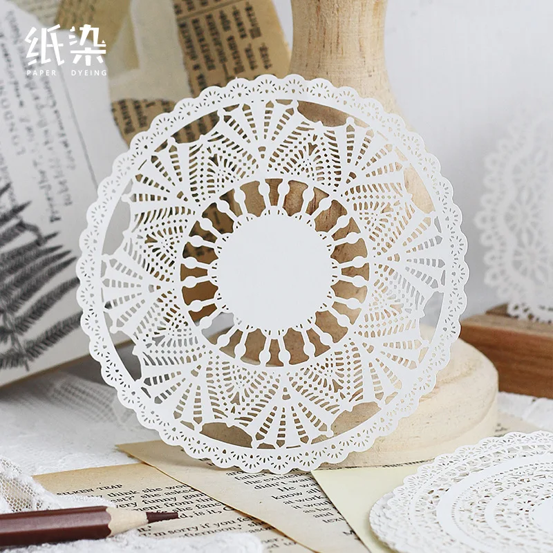 

15pcs/lot Retro Torchon Lace Writing pad Pure white Hollow Lace Material Paper Sticker DIY Bulletjournal Scrapbooking Planner