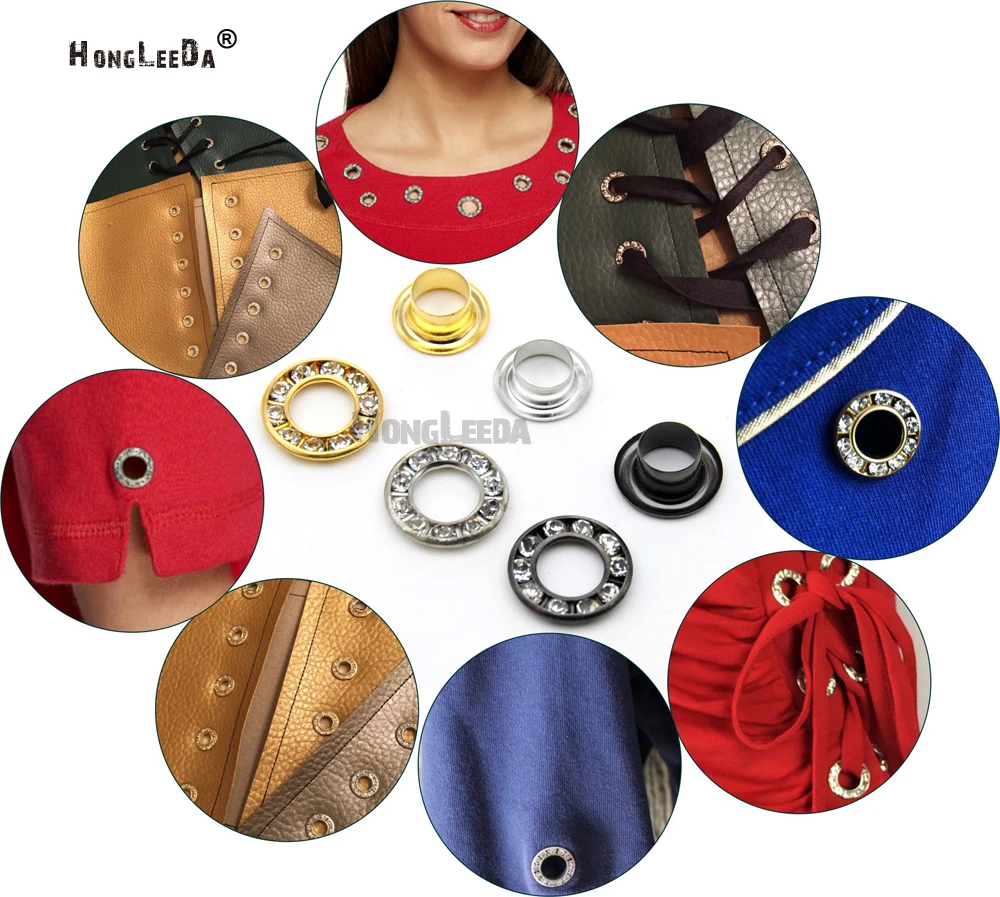 100 компл./лот 12/15/17/22 мм металлическая латунь Стразы люверсы со ...