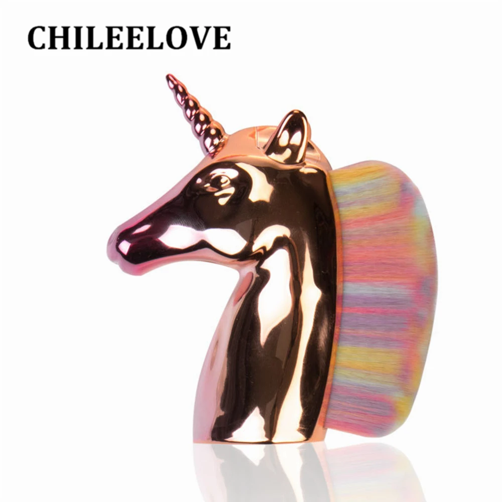 

CHILEELOVE 1 Pc Single Colorful Horse Head Makeup Brush No Trace Brush for Foundantion BB Cream Blusher Loose Powder Beauty Tool