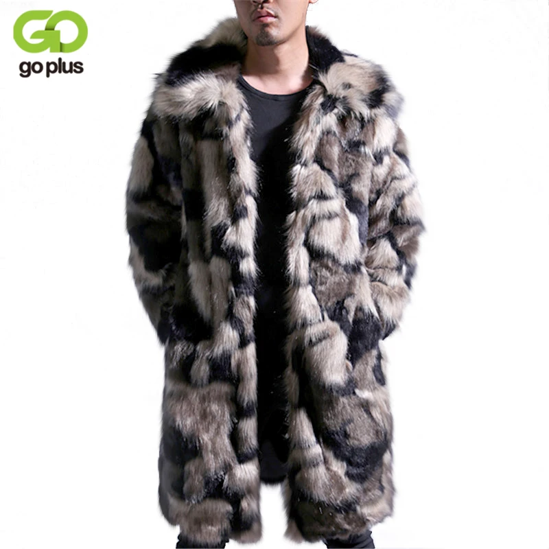

GOPLUS Male Winter Spring Imitation Mink Coat Large Size Turn Down Collar Man Faux Fur Coats Mix Color Mens Fur Outcoats Clothes