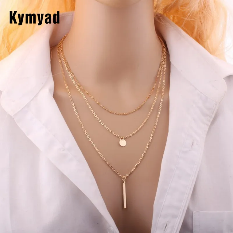 Многослойное колье Kymyad Шейное ожерелье для женщин геометрические ожерелья с