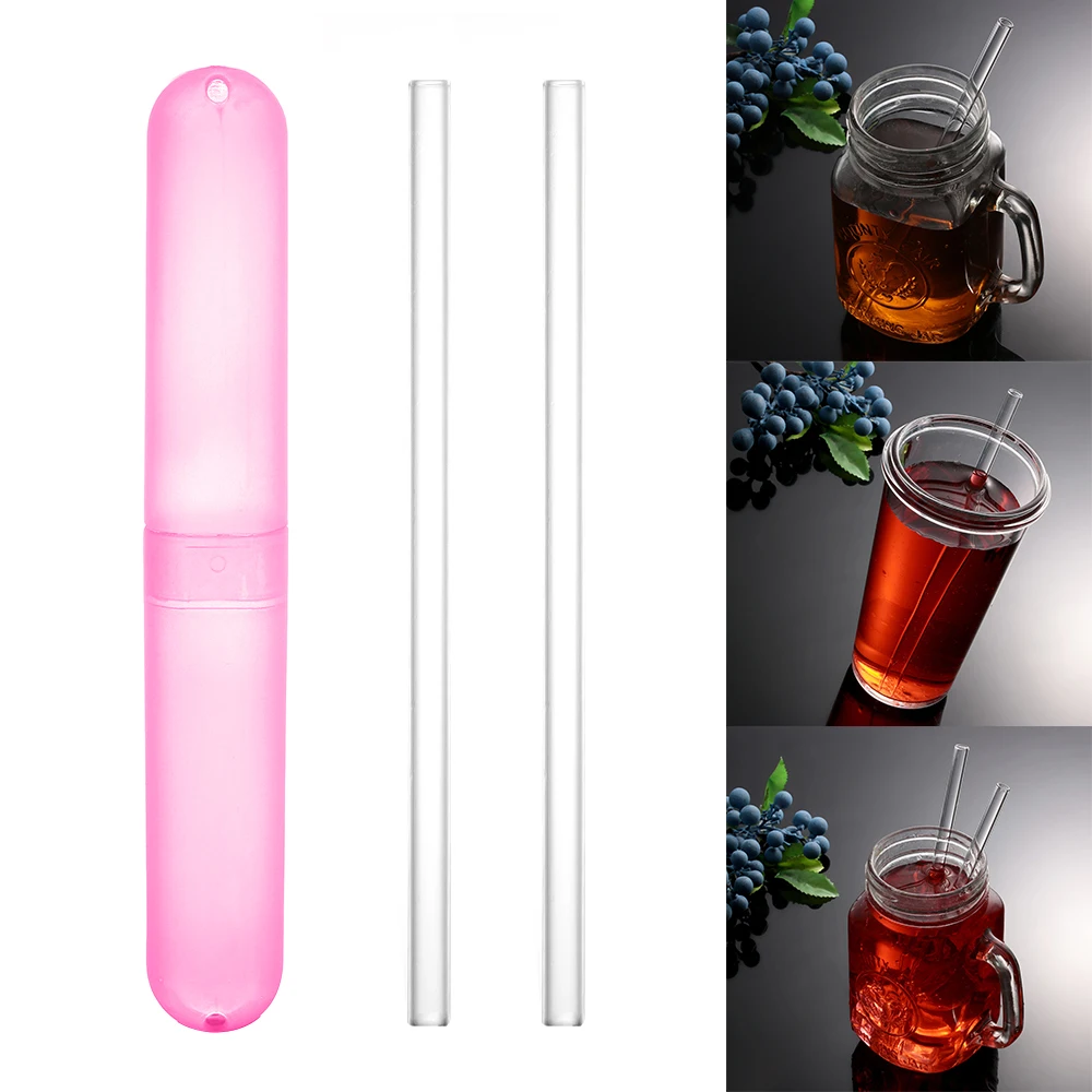 

2PCS New Pipette Straight Wedding Plastic Box Pyrex Glass Drinking Straws Reusable Straight Glass Straw Birthday Party