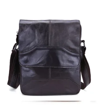

men genuine leather crossbody messenger bags male shoulder bag flap zipper vintage coffee crossbody bag black/brown for office