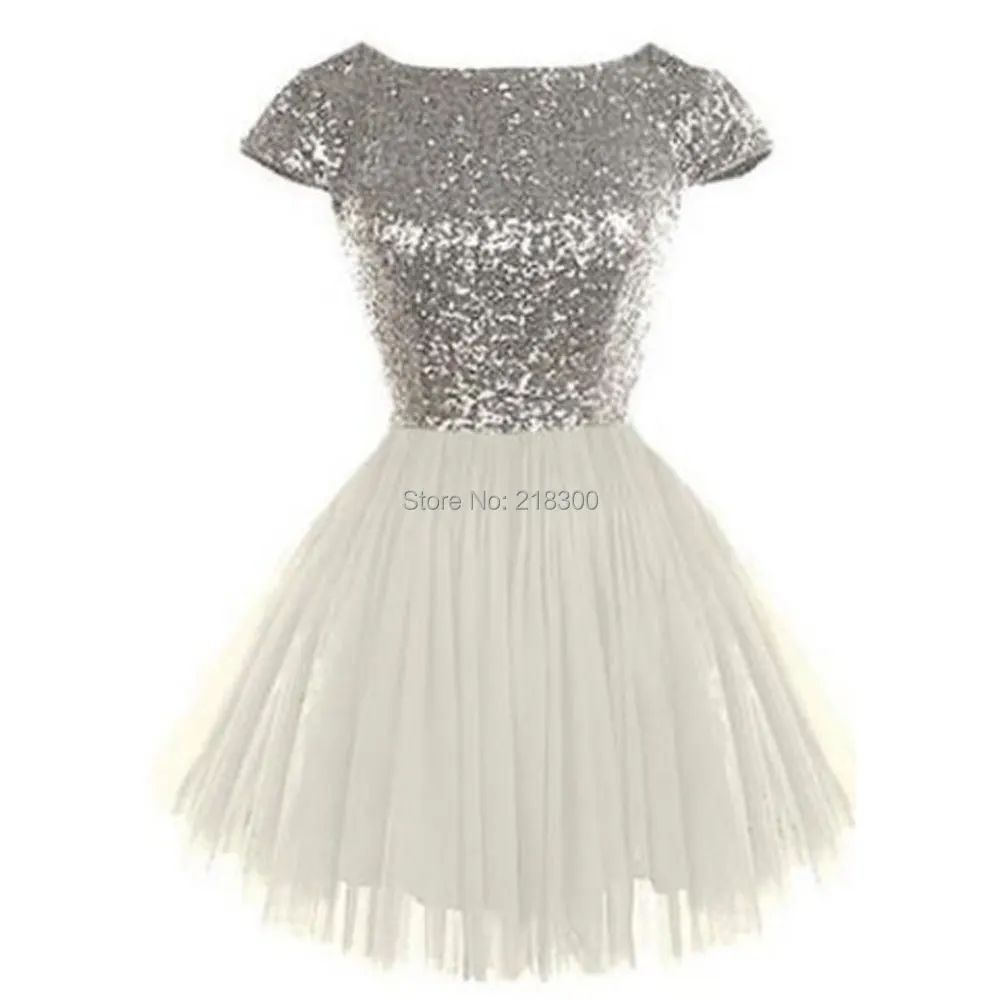 Buy Silver sequin backless white prom dresses with