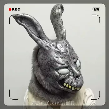 

Free shipping Creepy Scary Horror Rabbit Mask Head Mask Halloween Costume Theater Prop Novelty Latex Rubber with big white eyes