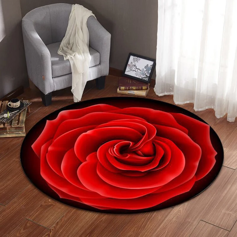 

Round 3d print Area carpet bedroom bedside living room kitchen bathroom computer chair hanging basket rugs door mat Home soft