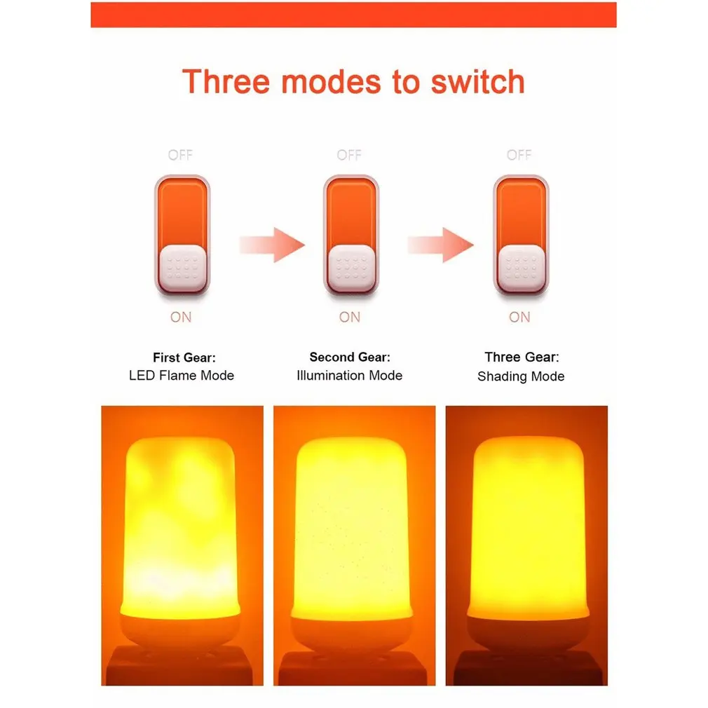 Светодиодная лампа с динамическим пламенем в секции 3 Вт, светодиодная лампа с эффектом пламени, лампочки для домашнего интерьера, мигающий