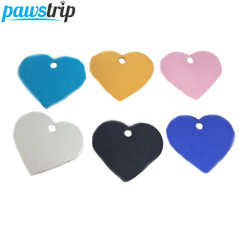 

10pcs/lot Heart Pet Dog ID Tag Aluminum Double Sided Custom Engraved Cat Tag 38*34*1mm
